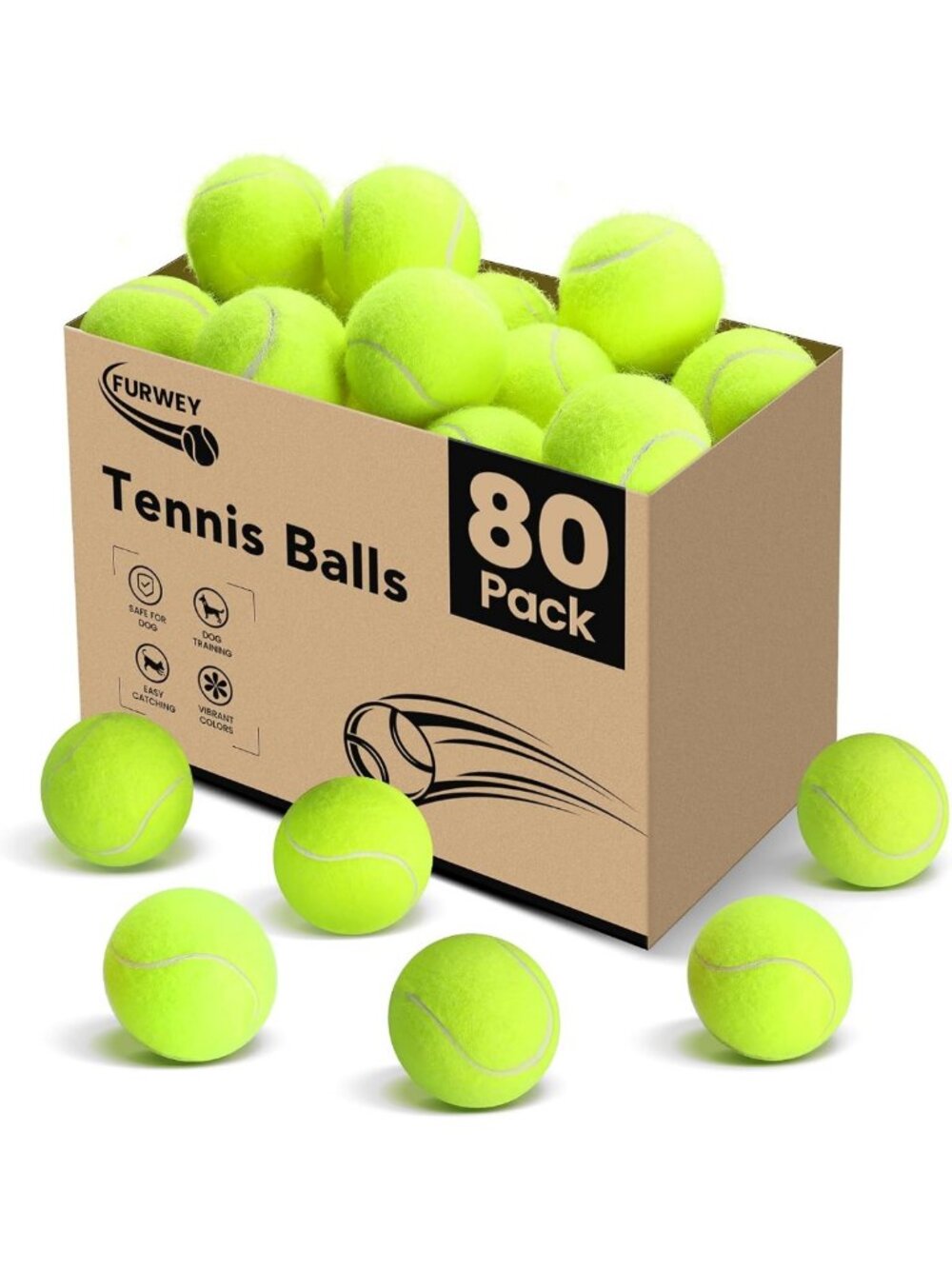 Pressureless Tennis Balls for Dogs & Training - 6/12/24/36/40/80 Pack Options